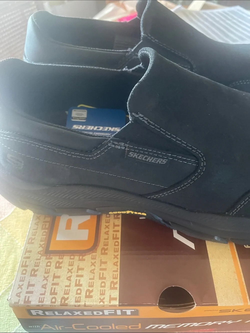 Skechers Relaxed Fit black slip on shoes w